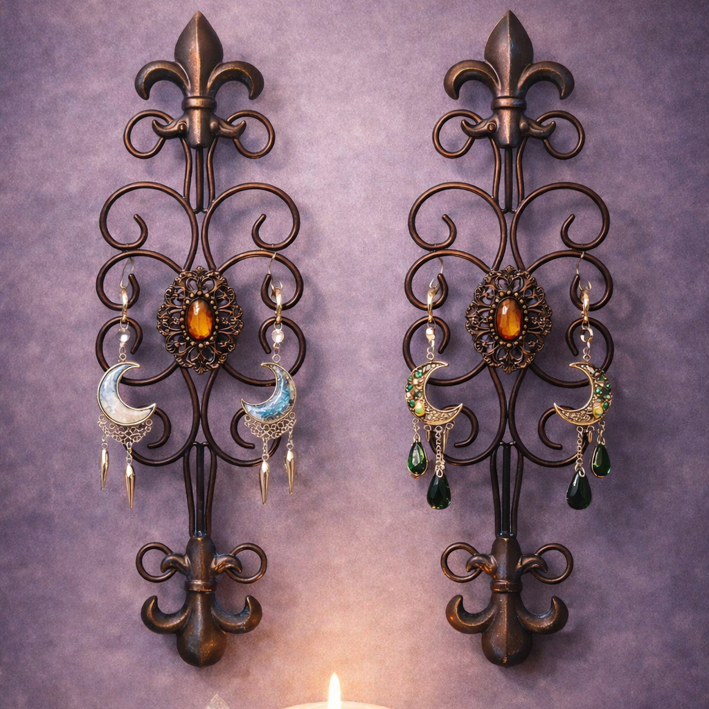 Vintage Ornate Wall Hooks – Jewelry & Earring Holder Set (Pair)