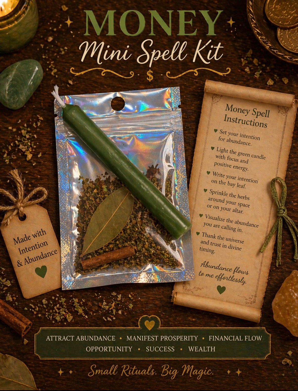 Mini Money Spell Kit | Prosperity & Abundance Ritual Set