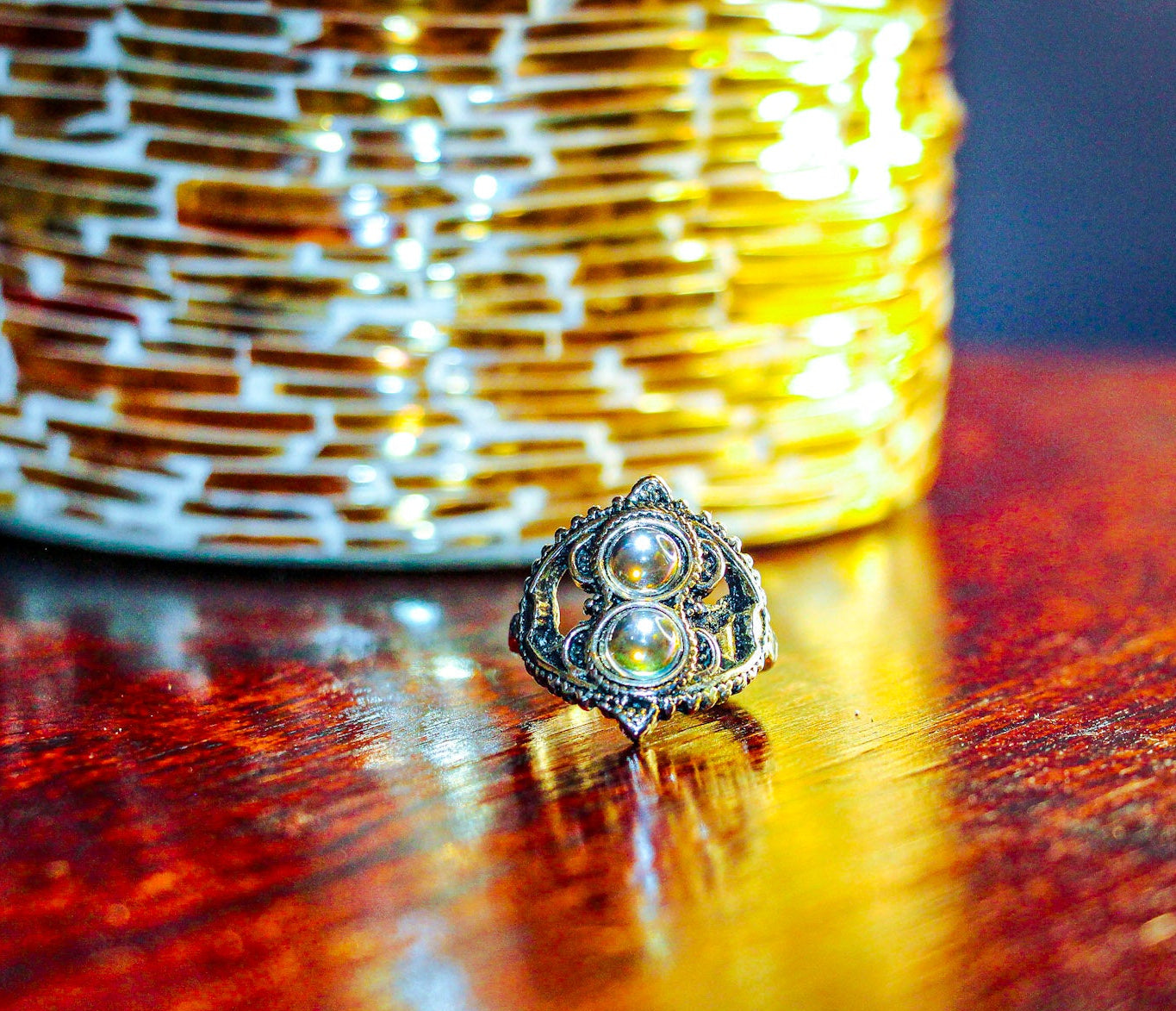 Vintage-Inspired Double Stone Statement Ring
