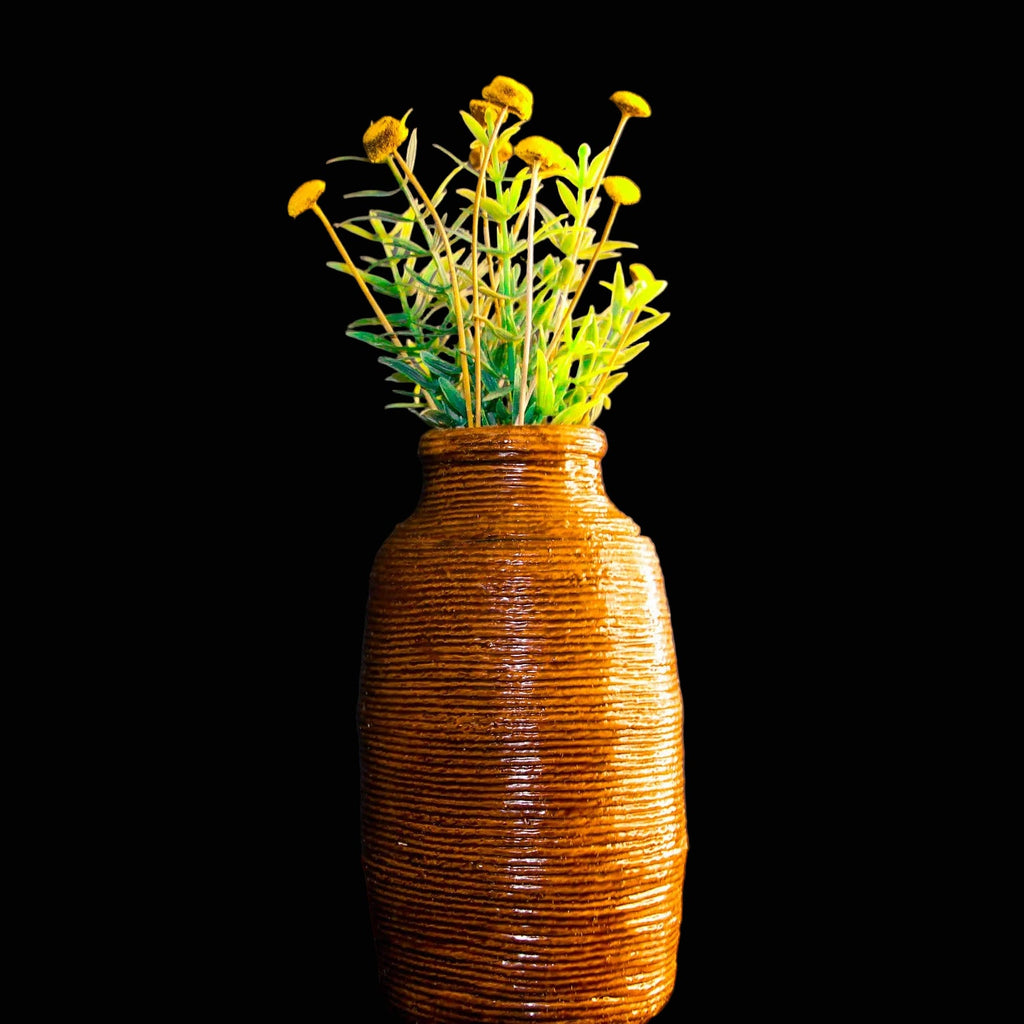 Rustic Textured Vase with Wildflower Arrangement