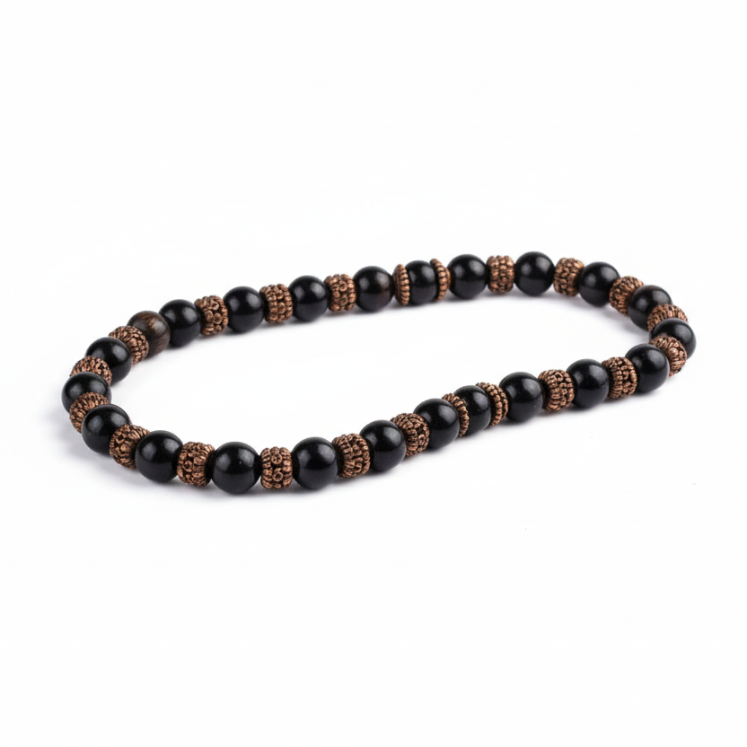 Dark Wood Beaded Necklace